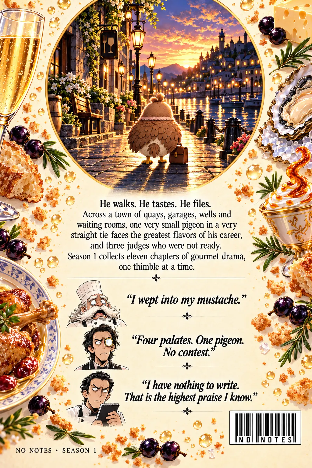 Color back cover with blurb and three judges' review quotes