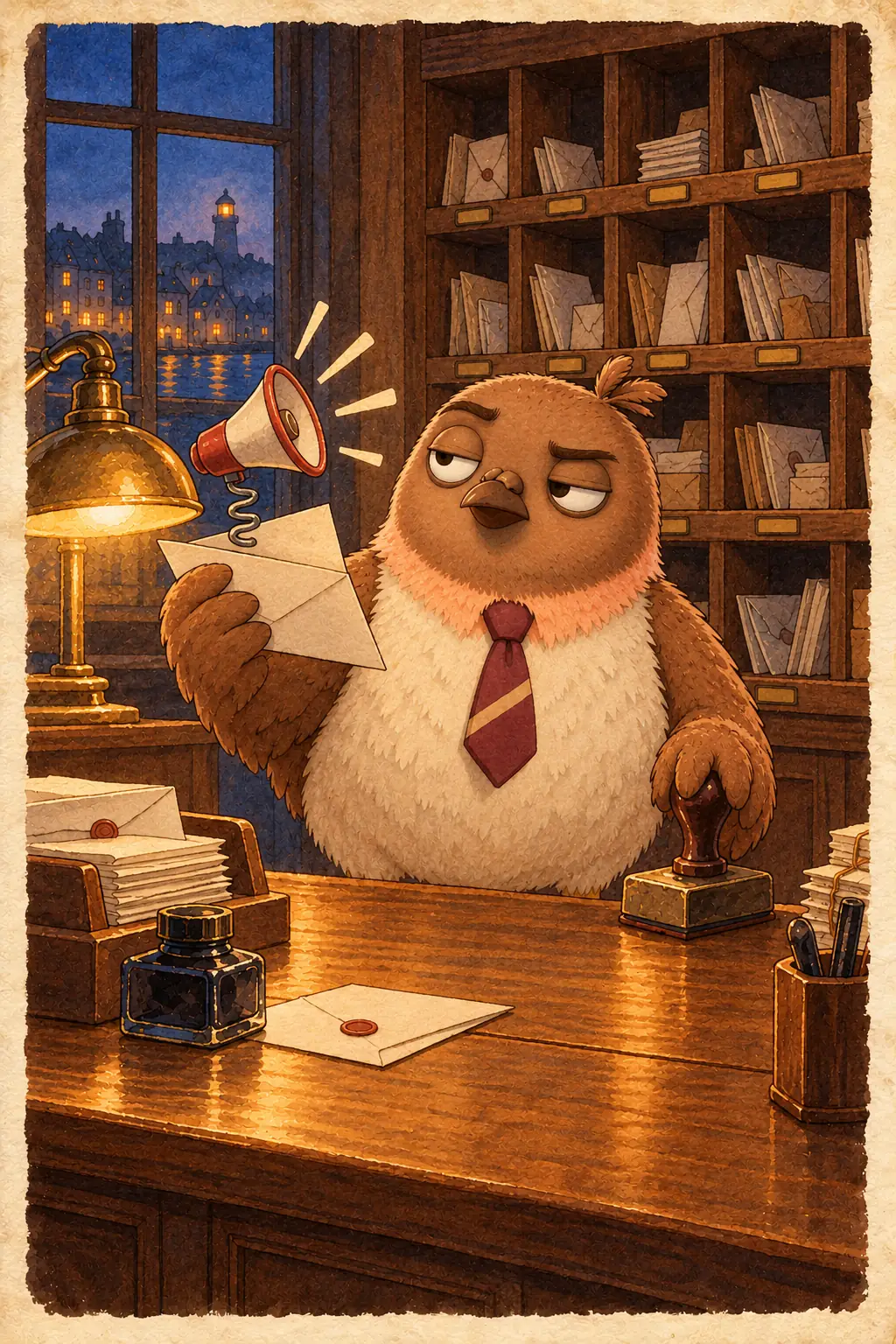 Storybook picture for the notice A Letter Is Read. Never Obeyed.