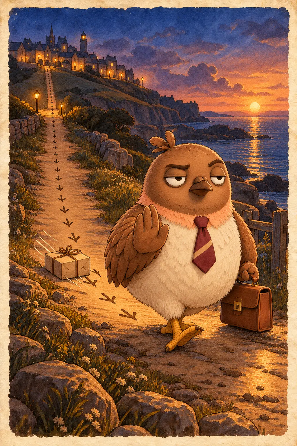 Storybook picture for the notice Walk Safely.