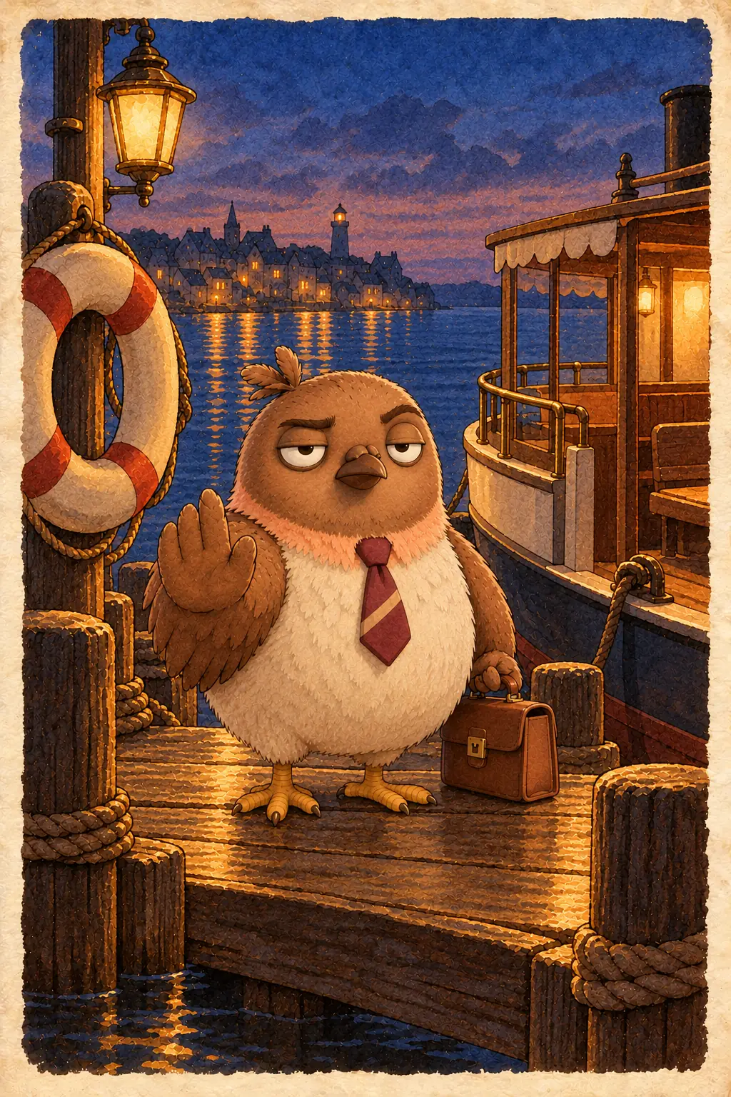 Storybook picture for the notice Safe Travels on the Boat