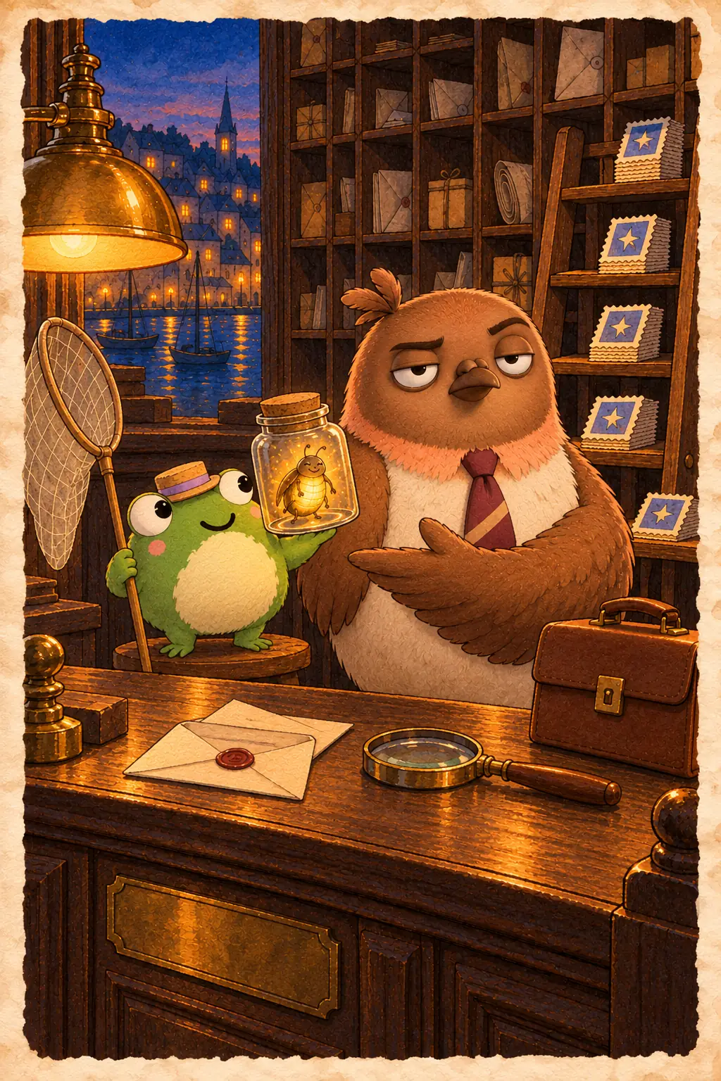 Storybook picture for the notice Tell the Bug Catcher.