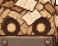 Pixel drawing of the Beast of Compaction's face, a heap of paper with two glowing eyes