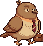 Dom Pidgey walking, briefcase in wing