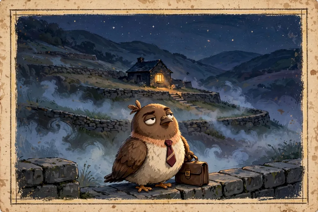 The retired Night Room storybook plate, showing a lamp-lit room at night