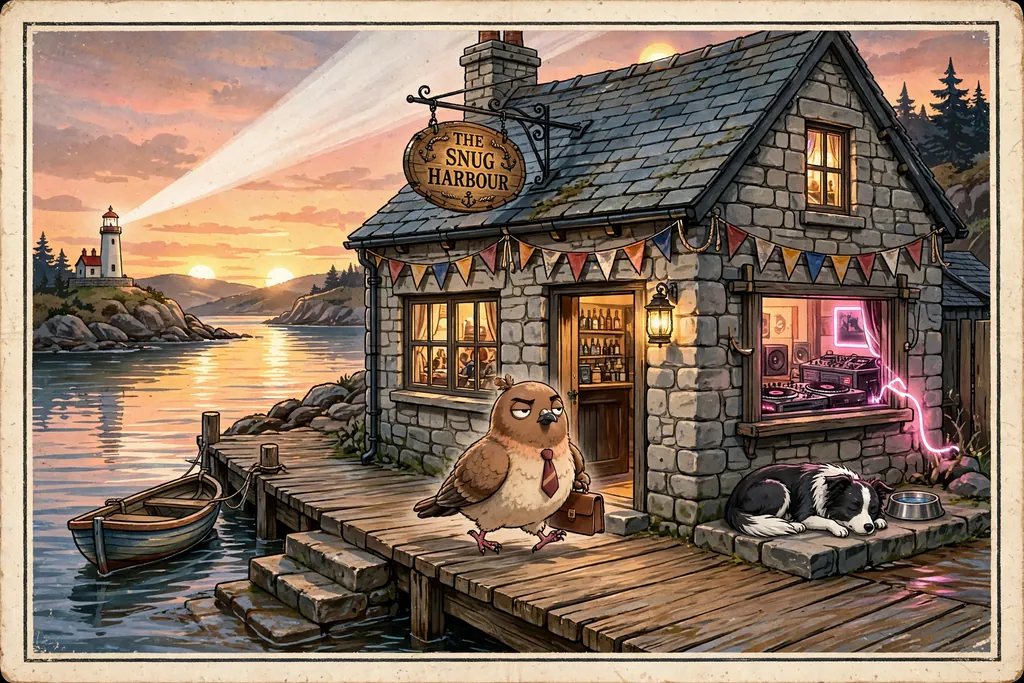 Storybook illustration of The Snug Harbour