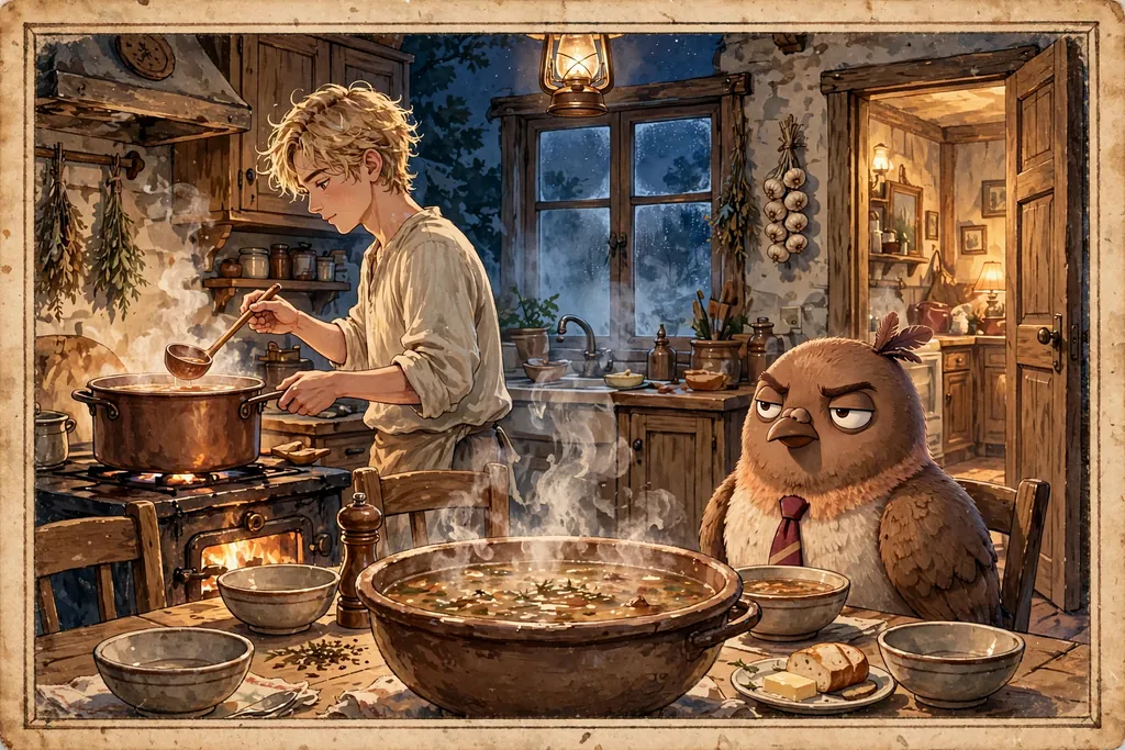 Storybook illustration: The Kitchen at Night